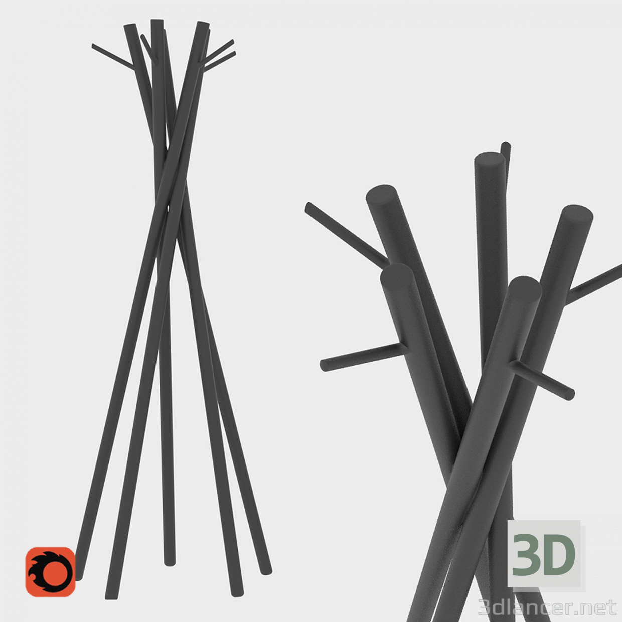 3d model Percha vatra - vista previa