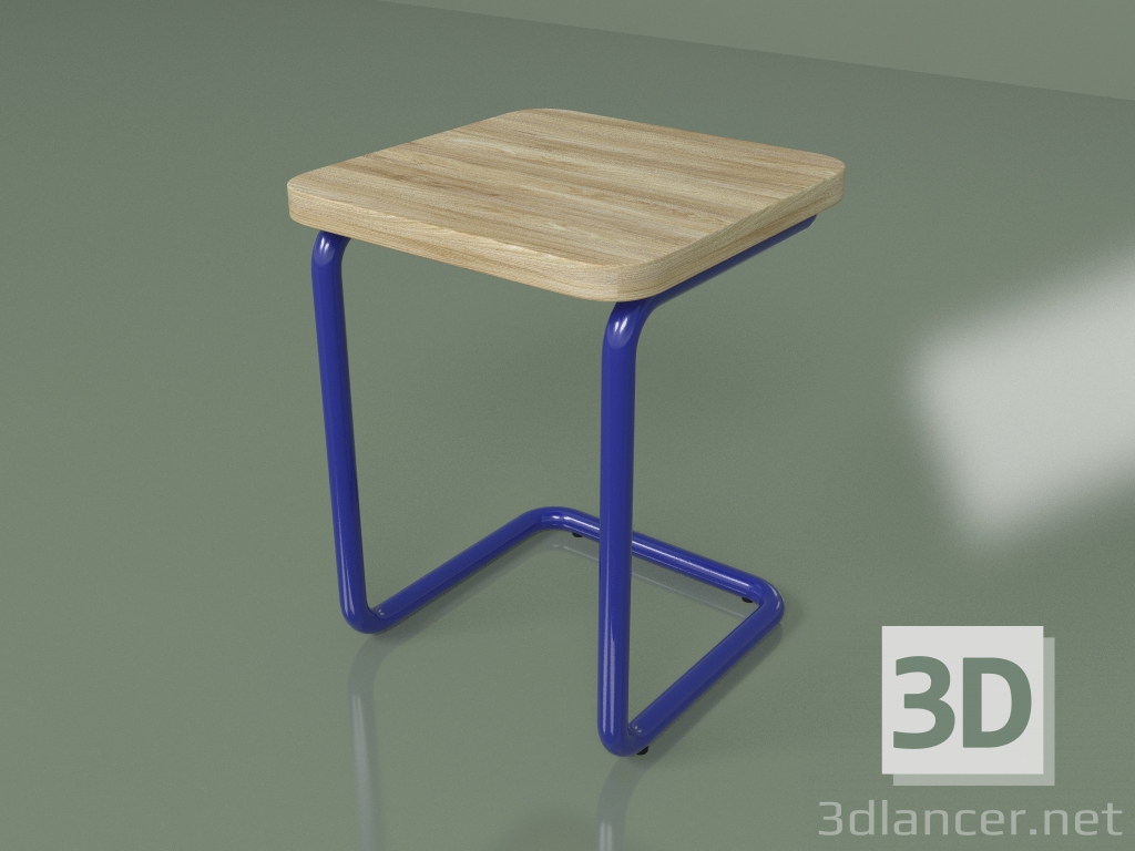3D Modell Hocker (blau, helles Furnier) - Vorschau