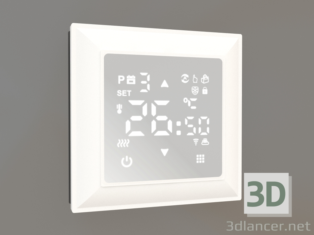 3D modeli Yerden ısıtma için akıllı dokunmatik termostat (parlak beyaz) - önizleme