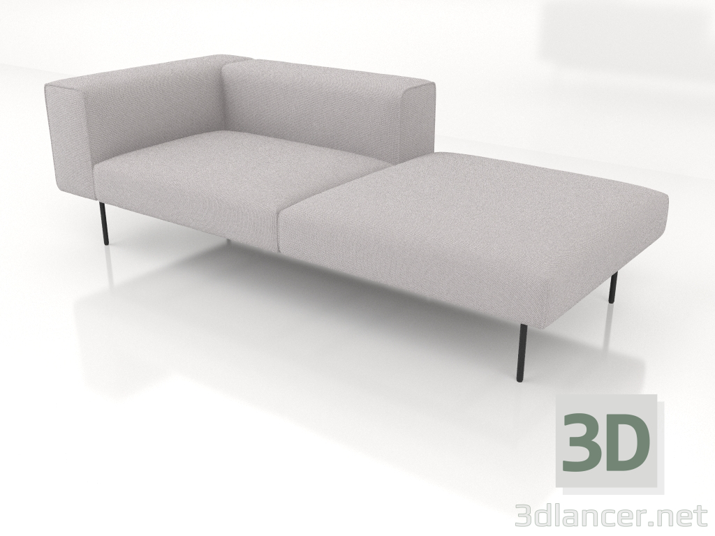 3d model 3-seater sofa module with a half back and an armrest on the left - preview