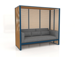 Al Fresco sofa with artificial wood aluminum frame and high back (Grey blue)