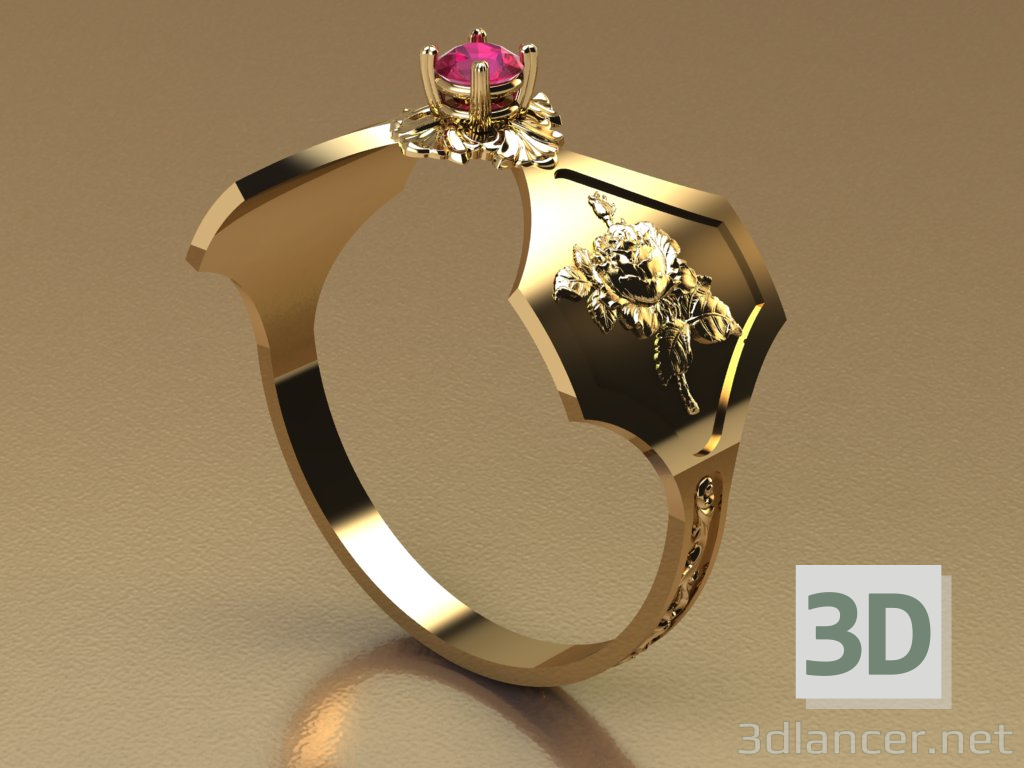 anillo de mujer rosa 3D modelo Compro - render
