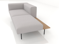 A 3-seater sofa module with a half back, an armrest on the left and a shelf