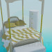 3D Modell Bett mit Dach und Nachttischen - Vorschau