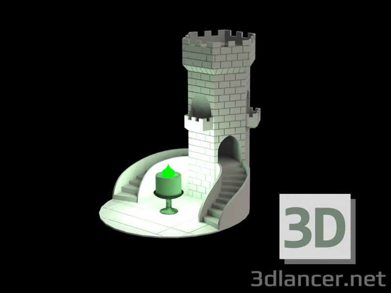 3d A flower pot stylized as a tower model buy - render