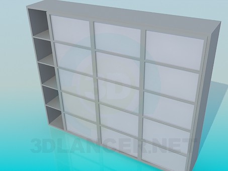 3d model Set of shelves with sliding doors - preview 3d model Set of shelves with sliding doors - preview