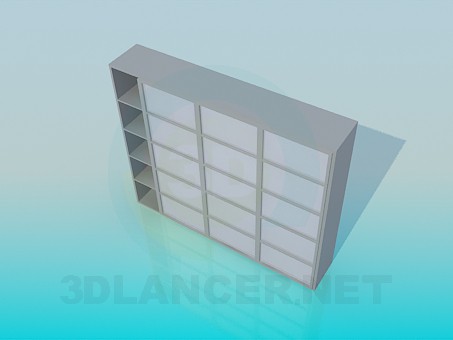 3d model Set of shelves with sliding doors - preview 3d model Set of shelves with sliding doors - preview