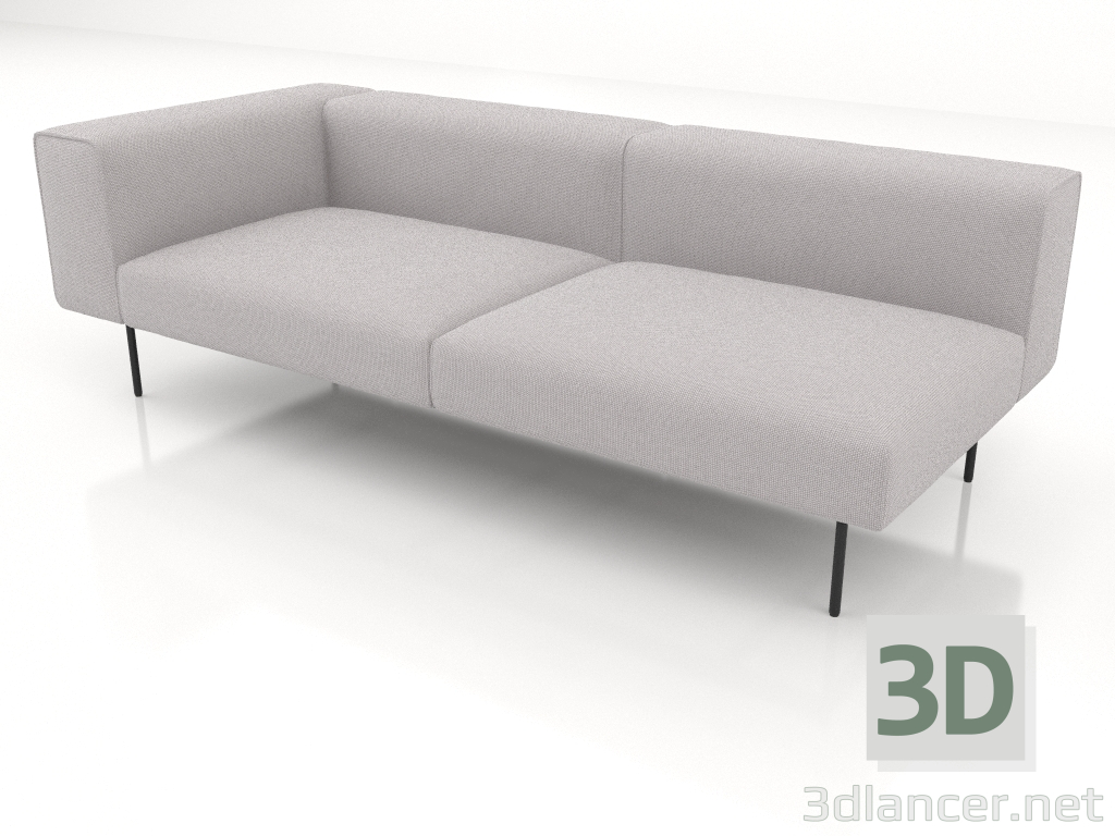 modello 3D Modulo divano 3 posti con schienale, bracciolo a sinistra - anteprima