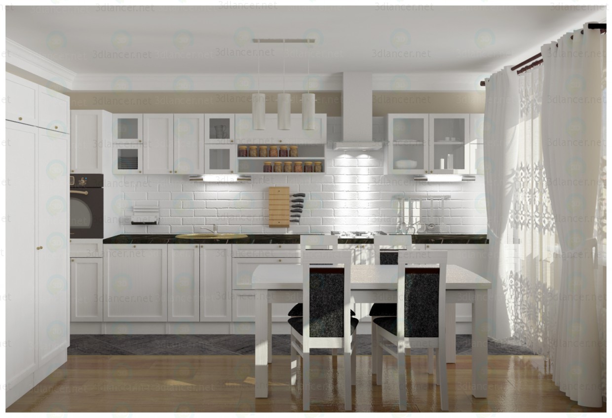 Die Küche im Stil von Südfrankreich 3D-Modell kaufen - Rendern