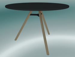 MART masası (9834-01 (⌀ 110cm), H 73cm, HPL siyah, alüminyum, doğal kül kaplamalı)