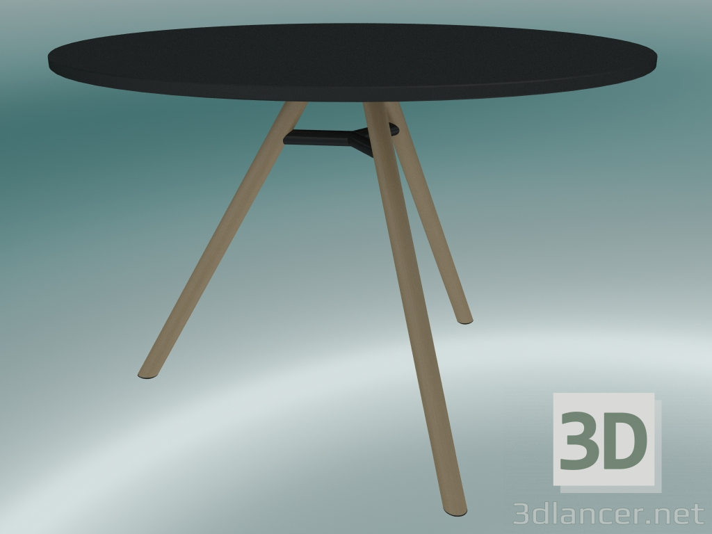modello 3D Tavolo MART (9834-01 (⌀ 110cm), H 73cm, HPL nero, alluminio, impiallacciato frassino naturale) - anteprima