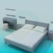 3D Modell Bett, Nachttische und Eitelkeit - Vorschau