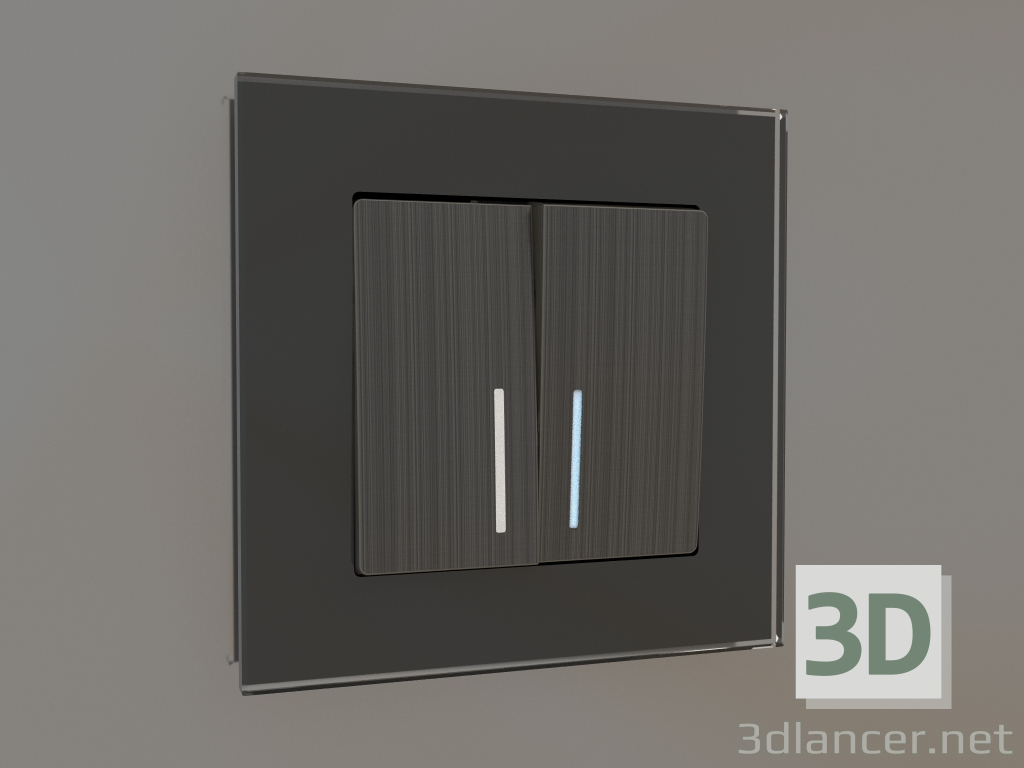 modèle 3D Interrupteur double avec éclairage (bronze) - preview