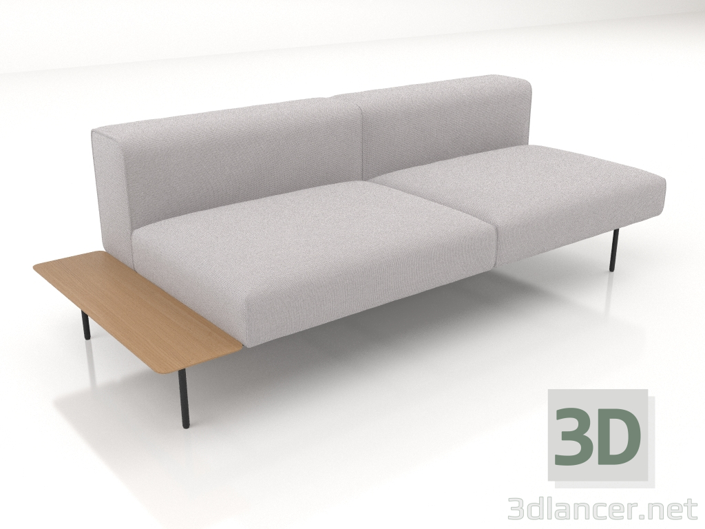 modèle 3D Module canapé 3 places avec dossier, étagère à gauche - preview