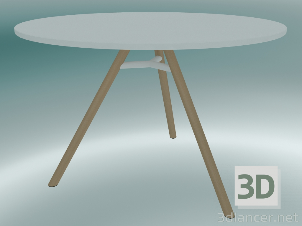 modèle 3D Table MART (9834-01 (⌀ 110cm), H 73cm, blanc HPL, aluminium, plaqué frêne naturel) - preview