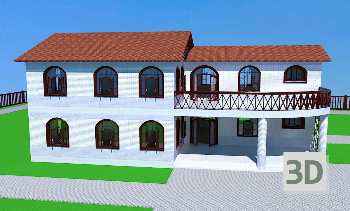 3d model House with balconies - preview