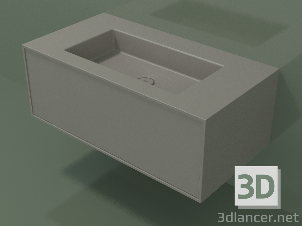 3D Modell Waschbecken mit Schublade (06UC52401, Ton C37, L 96, P 50, H 36 cm) - Vorschau