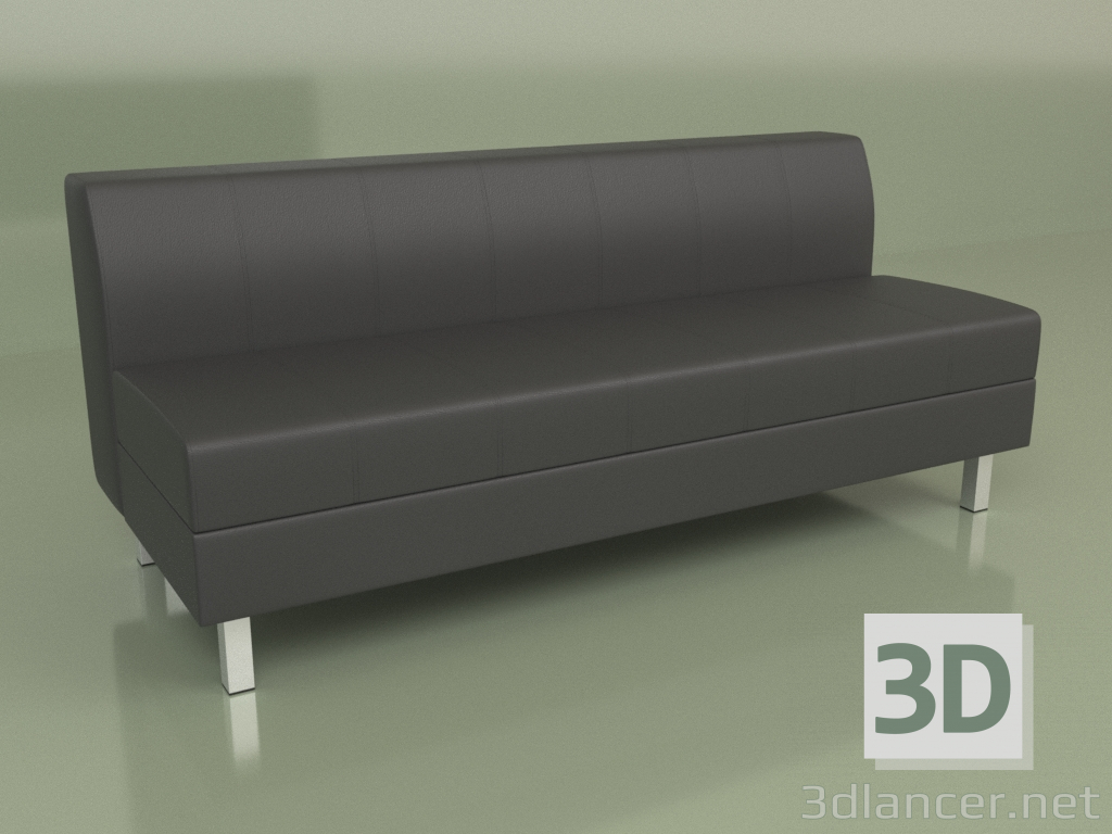 3d model Section Flagship 3-seater (Black leather) - preview