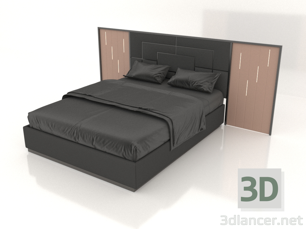 3d модель Кровать двуспальная (Капучино) – превью