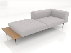 3-seater sofa module with a half back, an armrest on the right and a shelf on the left