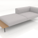 3d model 3-seater sofa module with a half back, an armrest on the right and a shelf on the left - preview