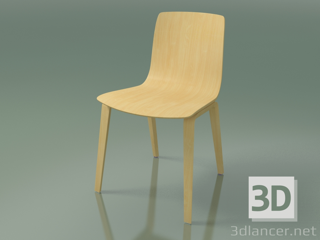 3d model Chair 3910 (4 wooden legs, natural birch) - preview