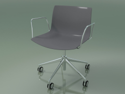 Cadeira 0213 (5 rodízios, com braços, cromado, polipropileno PO00412)