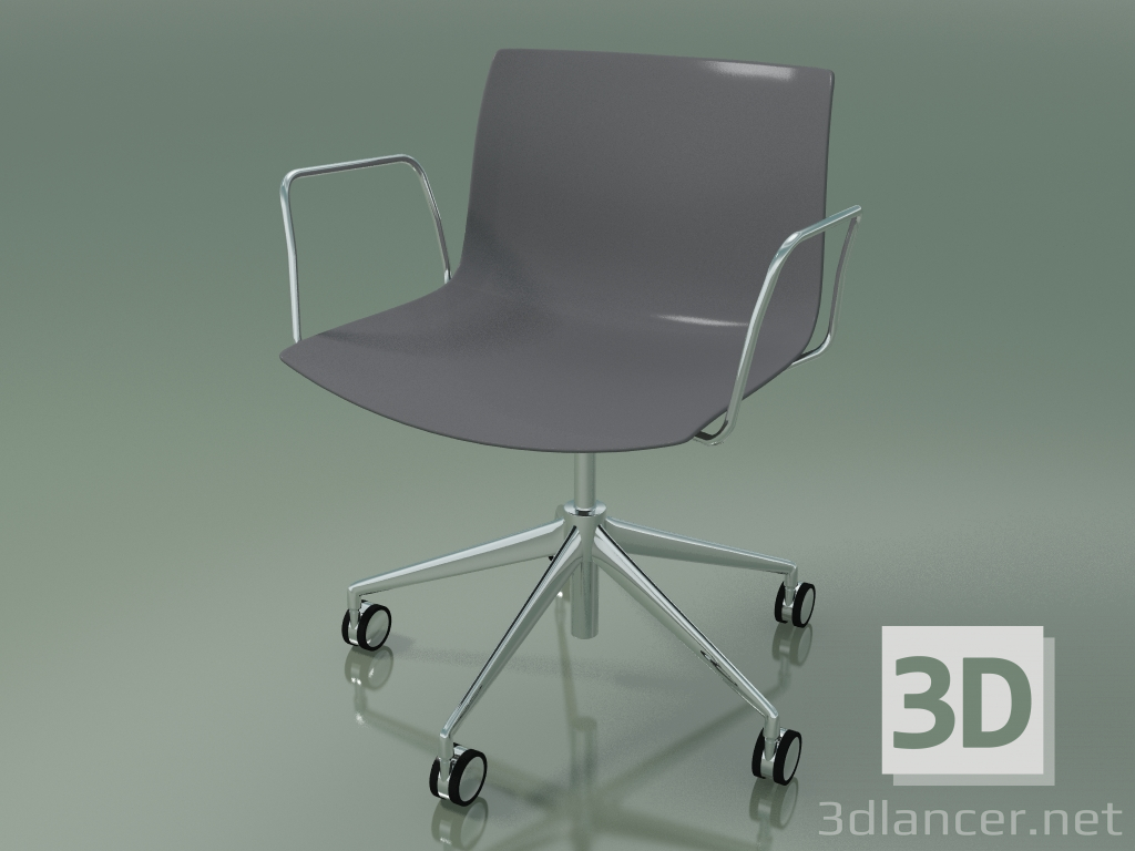 3d model Chair 0213 (5 castors, with armrests, chrome, polypropylene PO00412) - preview