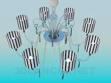 3D Modell Kronleuchter mit Deckengemälden des Zebra - Vorschau