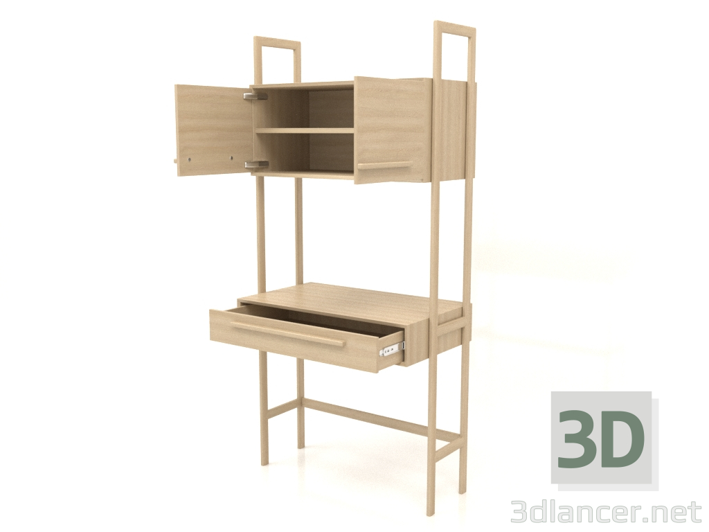 3D Modell Arbeitstisch RT 02 (offen) (900x500x1900, Holz weiß) - Vorschau