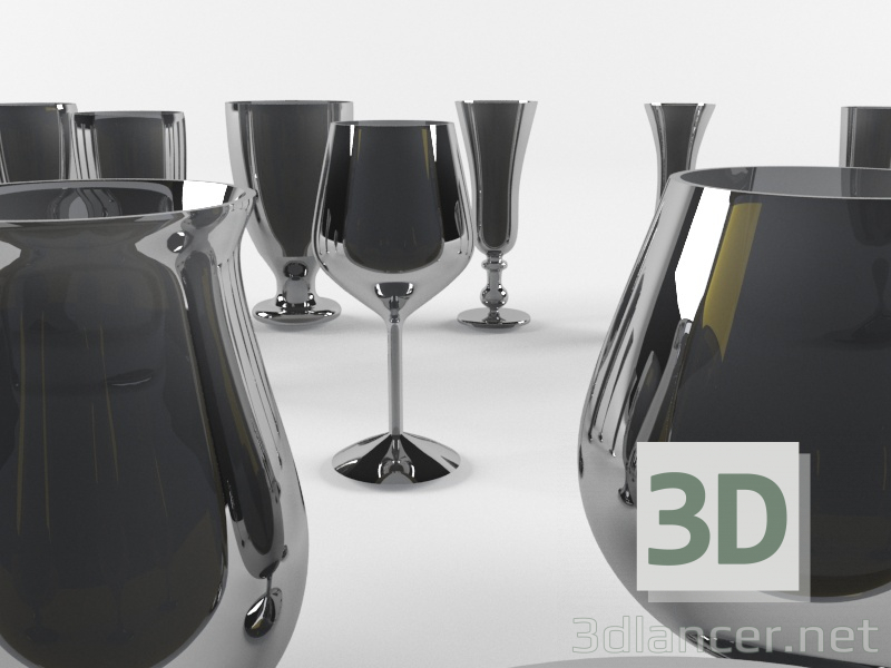 modèle 3D Tasses en verre - preview