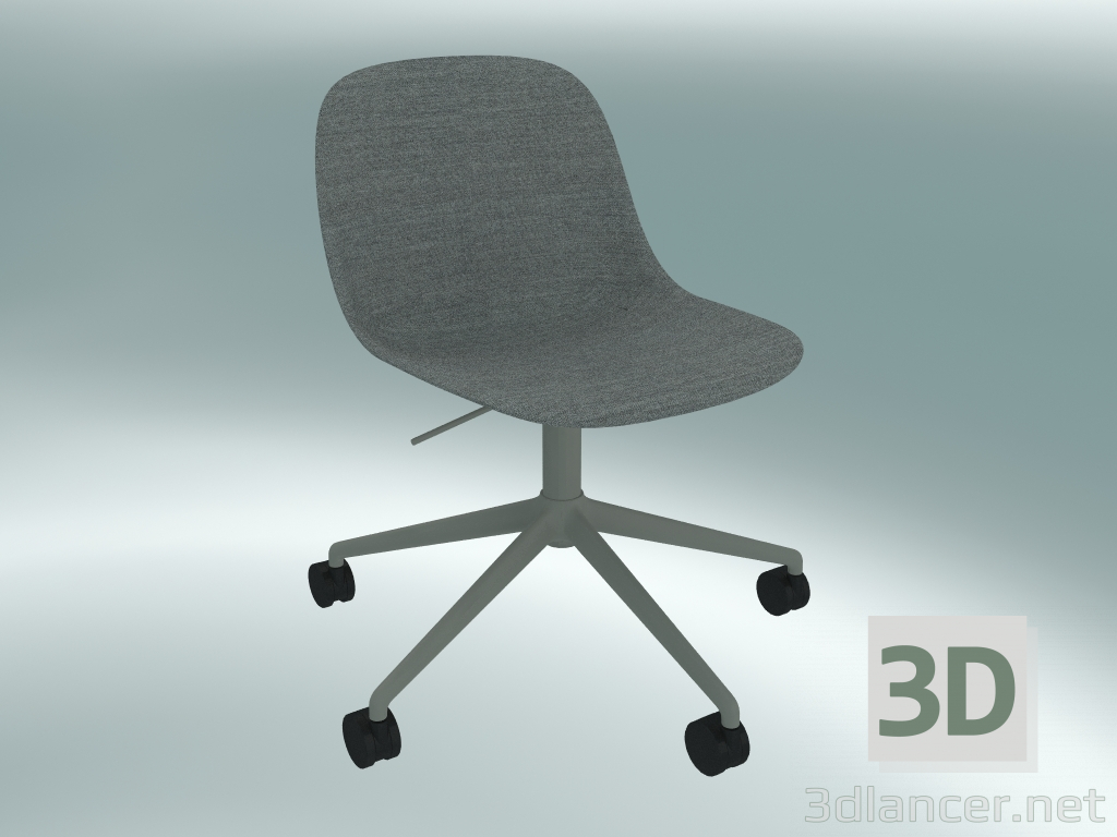 modèle 3D Chaise pivotante en fibre sur roulettes avec vérin à gaz - preview