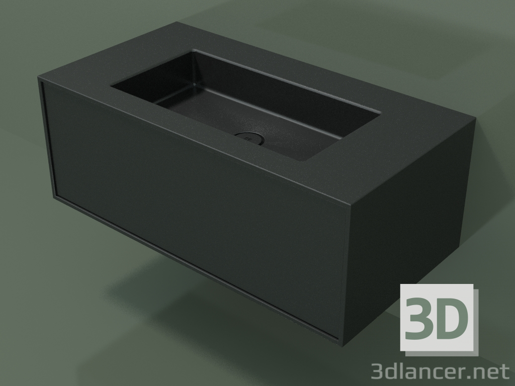 3D Modell Waschbecken mit Schublade (06UC52401, Deep Nocturne C38, L 96, P 50, H 36 cm) - Vorschau