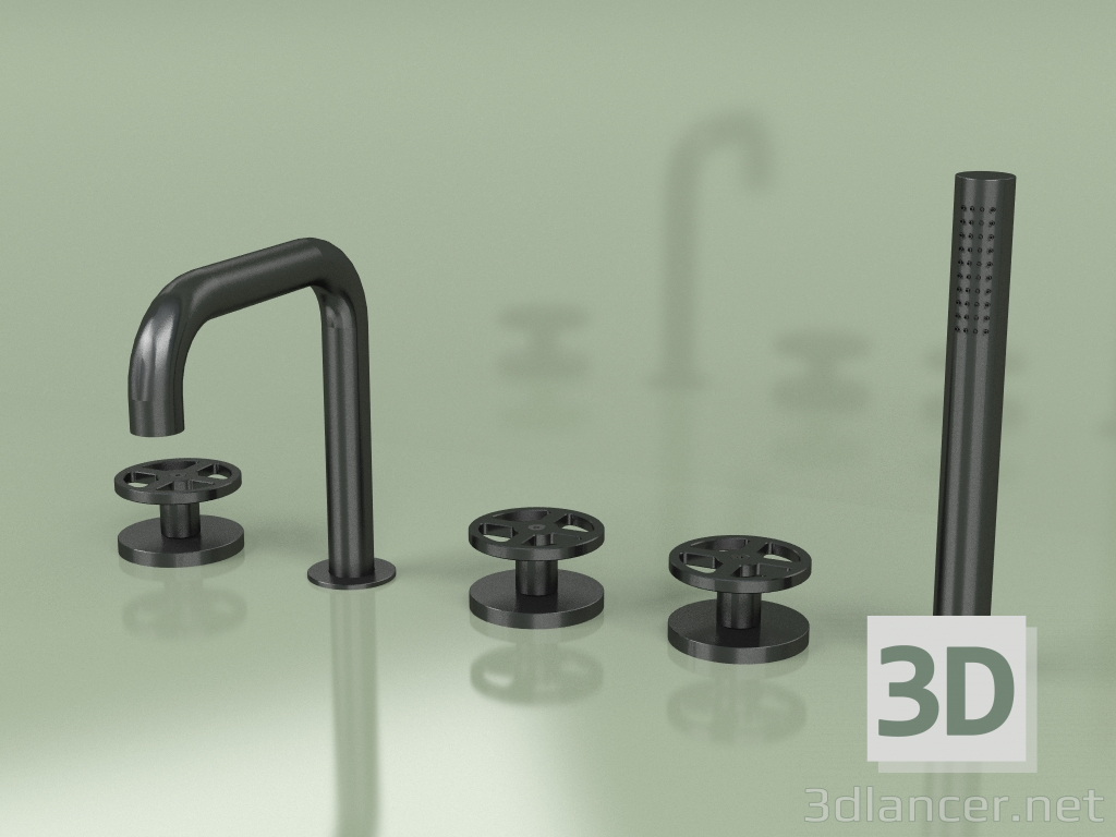 3D modeli Döner çıkışlı batarya ve el duşlu hidro-progresif batarya (20 98, ON) - önizleme