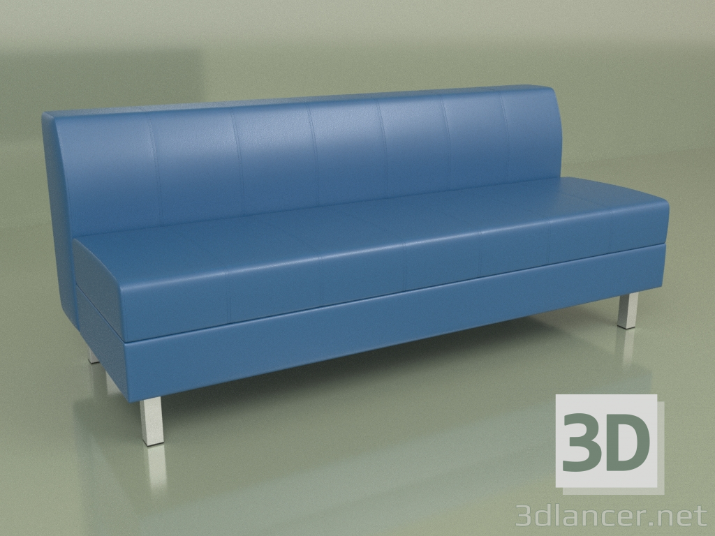modello 3D Sezione Flagship 3 posti (pelle blu) - anteprima
