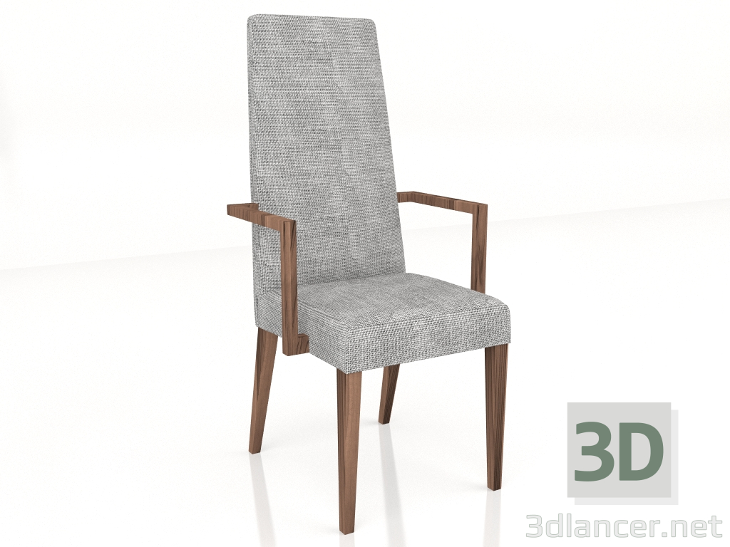 3D Modell Stuhl mit hoher Rückenlehne und Armlehnen Classic Chair - Vorschau
