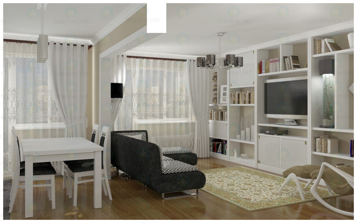 3d model Bookcase for living room - preview 3d model Bookcase for living room - preview