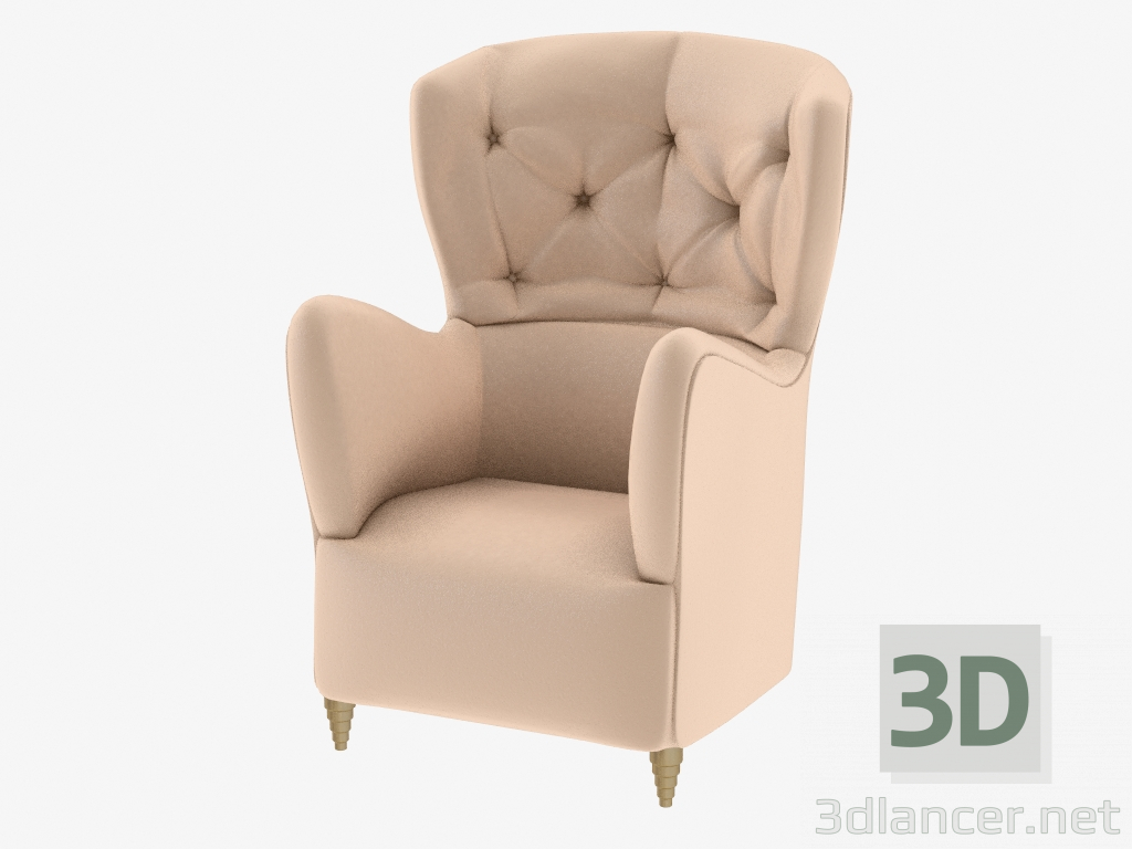 3D Modell Sessel mit geschweiften Armlehnen - Vorschau