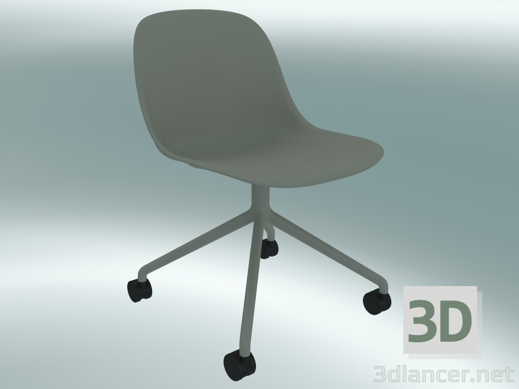 3D modeli 4 tekerlekli sandalye döner Fiber (Gri) - önizleme