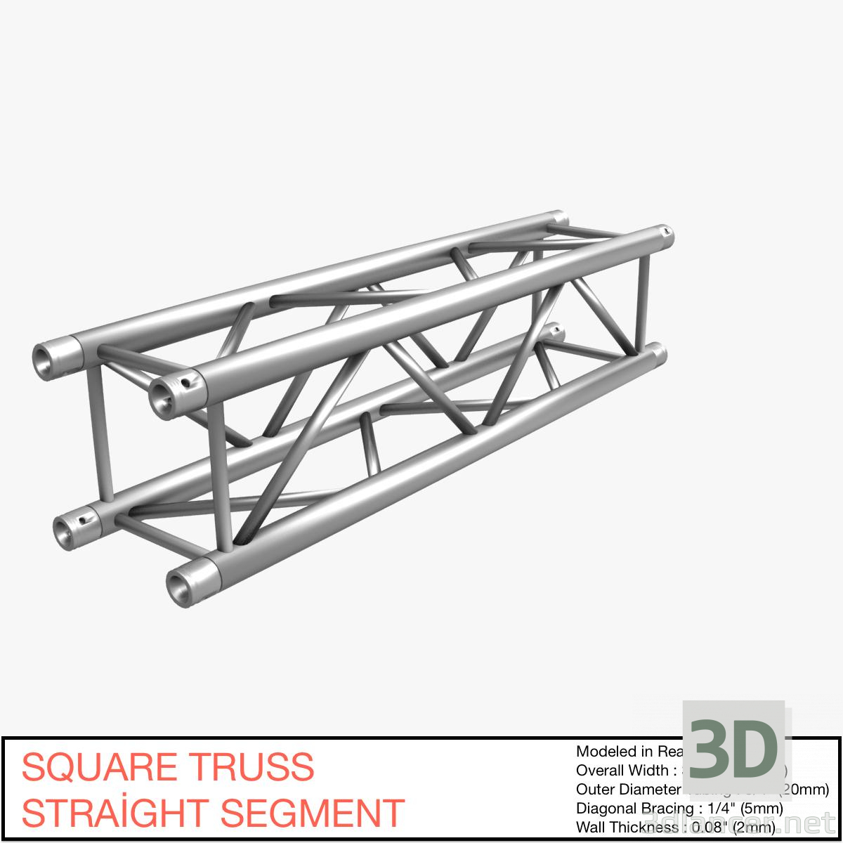 Modelo 3d Segmento Reto de Treliça Quadrada 21 - preview