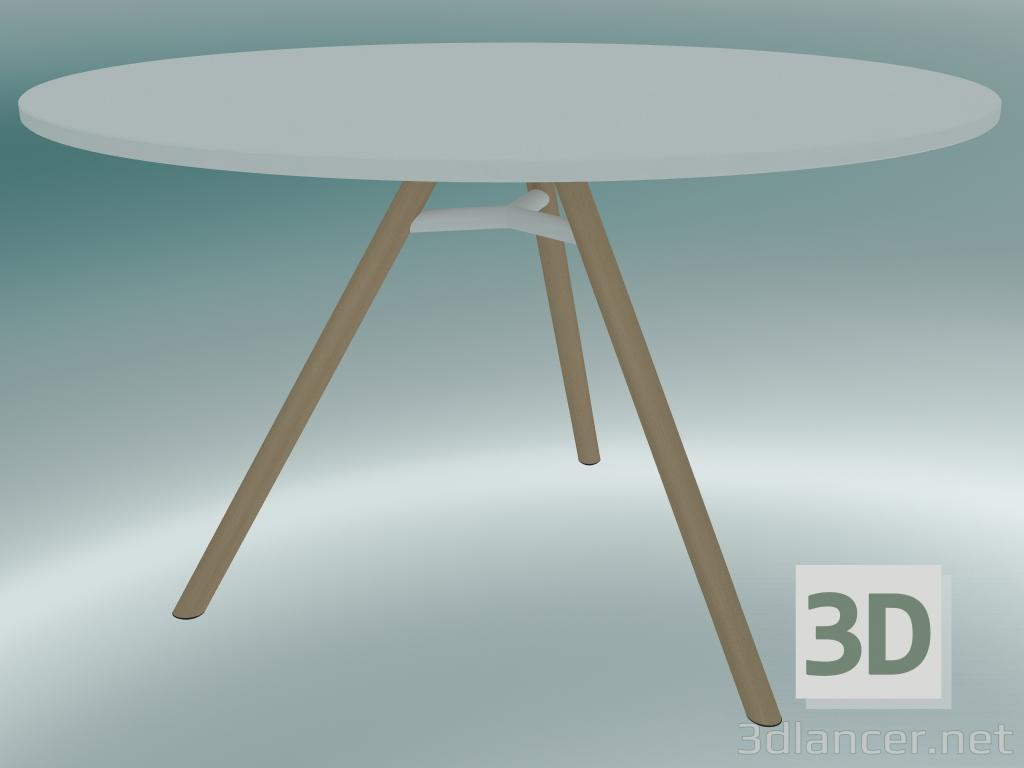 modèle 3D Table MART (9835-01 (⌀ 120cm), H 73cm, blanc HPL, aluminium, plaqué frêne naturel) - preview