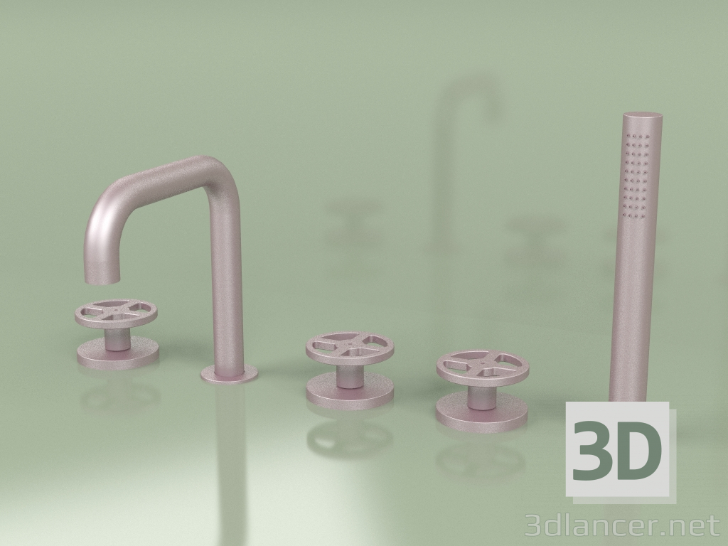 modello 3D Miscelatore con bocca girevole e miscelatore idroprogressivo con doccetta (20 98, OR) - anteprima