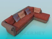 Corner sofa with pillows