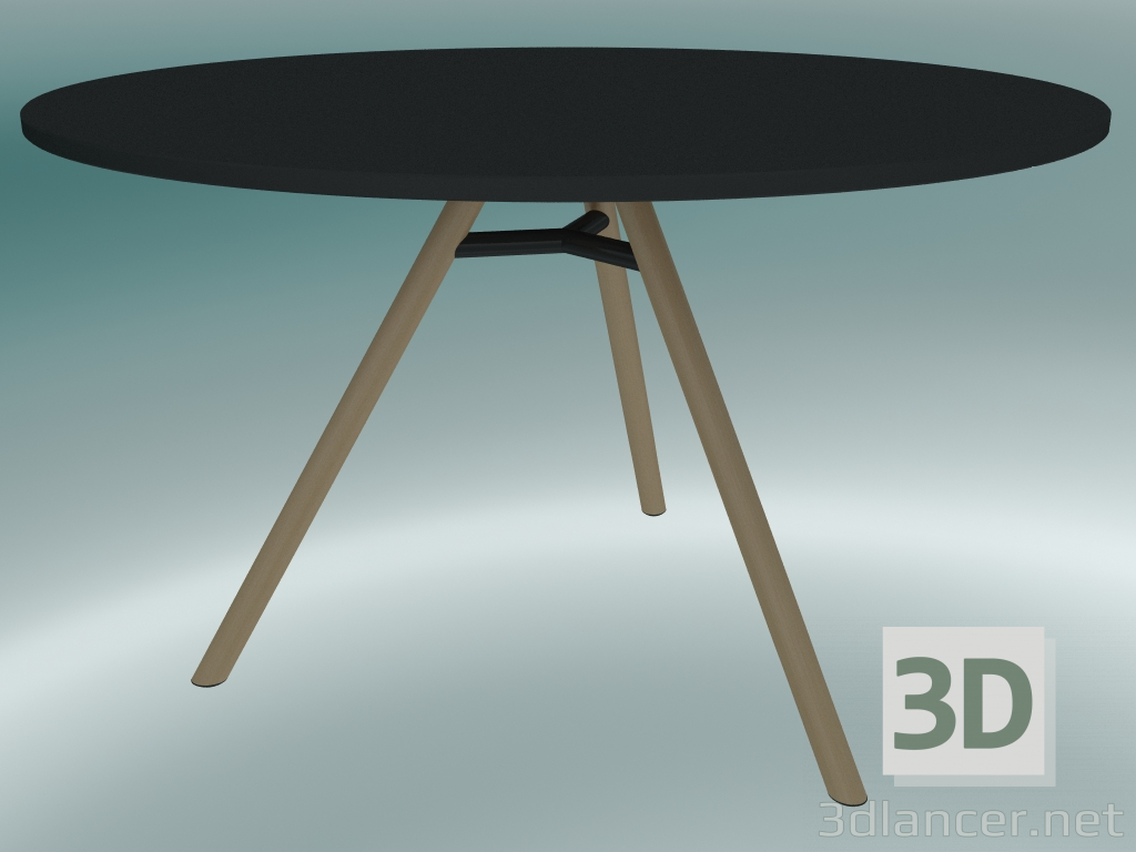 modello 3D Tavolo MART (9835-01 (⌀ 120cm), H 73cm, HPL nero, alluminio, impiallacciato frassino naturale) - anteprima