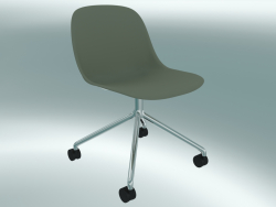 Chair swivel Fiber on 4 wheels (Dusty Green, Chrome)
