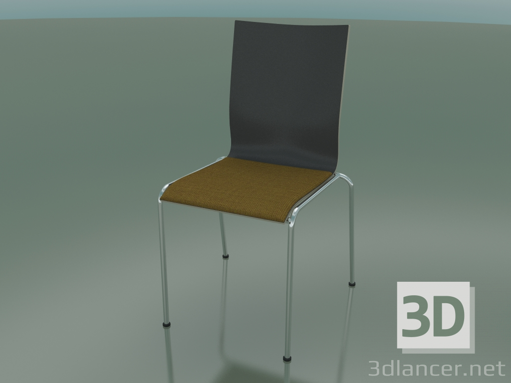 3d модель Стілець з високою спинкою на 4-х ніжках, з оббивкою сидіння з тканини (104) – превью