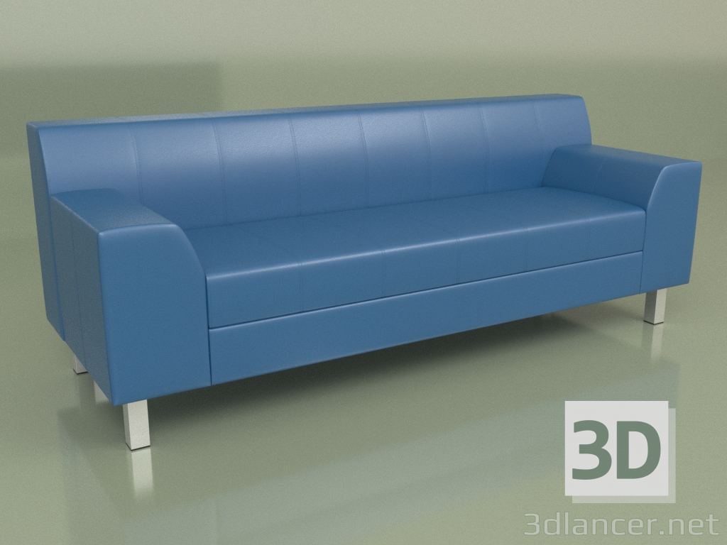 modello 3D Divano Flagship 3 posti (pelle blu) - anteprima