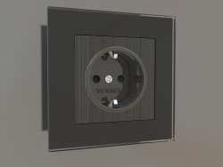Socket with grounding, shutters and lighting (bronze)