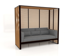 Al Fresco Sofa with Artificial Wood Aluminum Frame and High Back (Black)