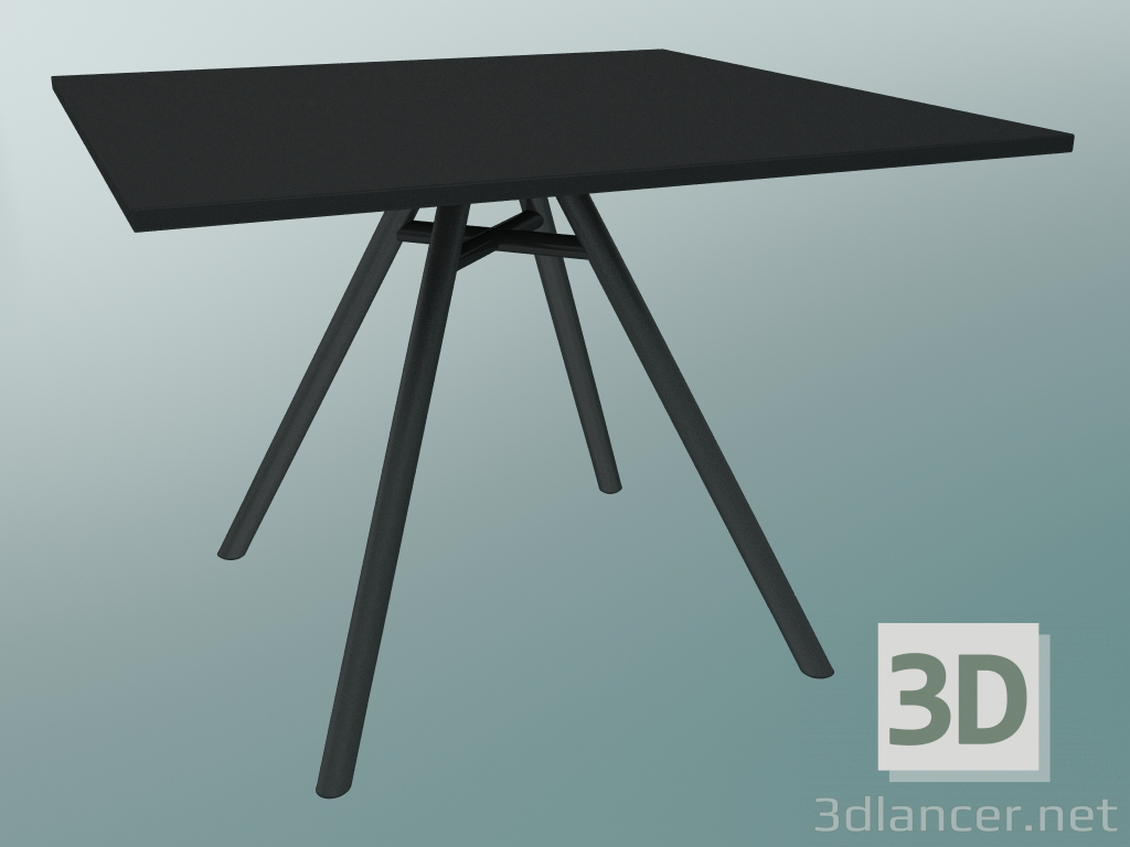 modello 3D Tavolo MART (9843-01 (100x100cm), H 73cm, HPL nero, estruso di alluminio, verniciato a polvere nero) - anteprima